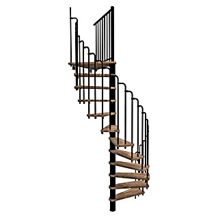 Minka Spindeltreppe Paris (Durchmesser: 140 cm, Schwarz, Farbe Stufen: Buche Natur, Geschosshöhe: 282 cm)