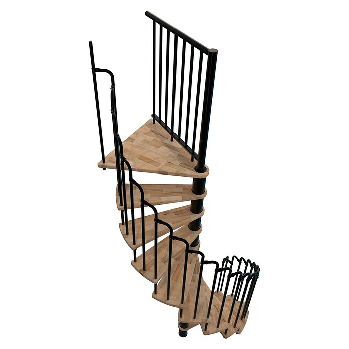 Minka Spiralne stepenice (Promjer: 140 cm, Crna, Boja gazišta: Prirodna bukva, Visina kata: Maks. 309 cm)