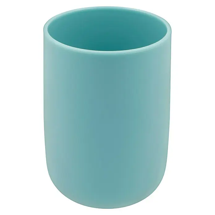 Bad-Accessoire-Set Today 1 - 4 -tlg., Blau - Nahaufnahme eines hellblauen, zylindrischen Bechers mit abgerundeter Basis. Das Innere des Bechers ist ebenfalls in einem passenden Blauton gehalten.
