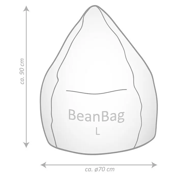 Sitting Point Sitzsack Beanbag Easy - L, Dunkelblau, 100 % Polyester - Weißer Sitzsack, Größe L, mit Maßen: ca. 90 cm hoch und ca. 70 cm Durchmesser.