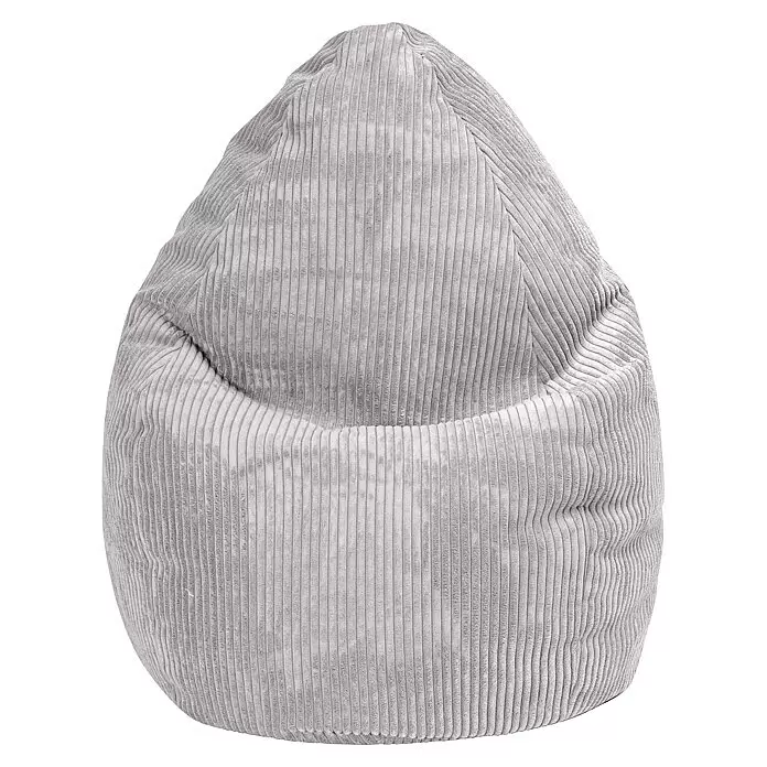 Sitzsack Beanbag Shara - XL, Grau, 95 % Polyester, 5 % Nylon - Hellgrauer Cord-Sitzsack.