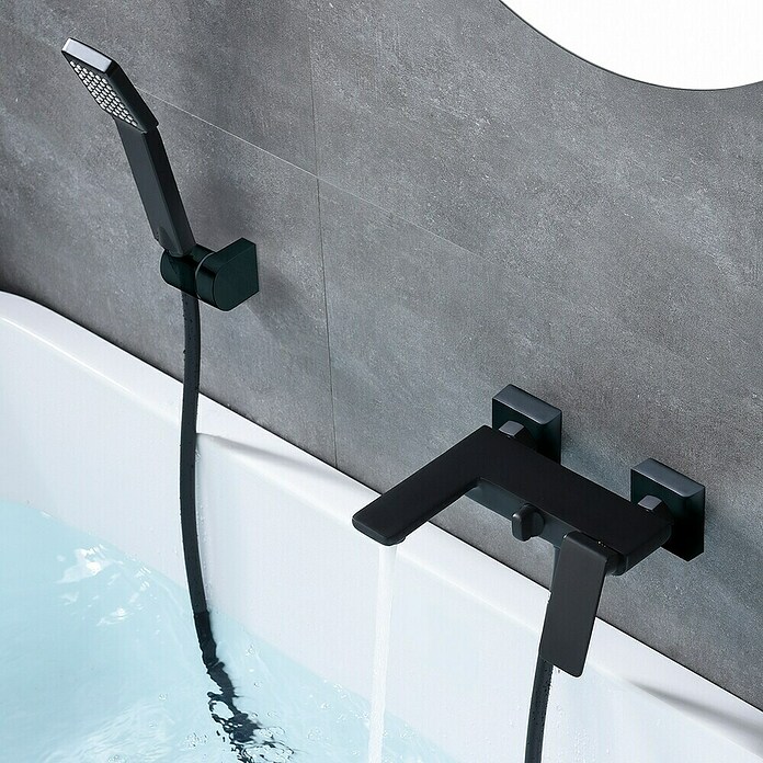 Imex Fiyi Grifo monomando de bañera (Negro, Mate) | BAUHAUS
