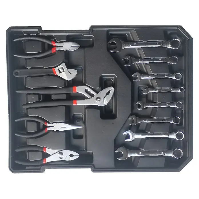 Fulmo Maletín de herramientas - 187 pzs. - Caja de herramientas con varias herramientas como llaves, alicates y llave ajustable, ideal para aficionados al bricolaje y profesionales.