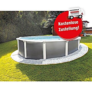 KWAD Stahlwand-Pool Supreme Design Rund (Ø x H: 550 x 132 cm, Anthrazit, 30 500 l)