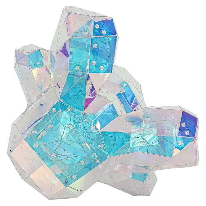 Tween Light LED-Dekoleuchte Benny - 6 W, Transparent/Irisierend, L x B x H: 28,5 x 32 x 40 cm, Benny - Ein schillerndes, kristallines Dekorationsstück, das mit seinen blauen und weißen Facetten einen futuristischen Akzent setzt.