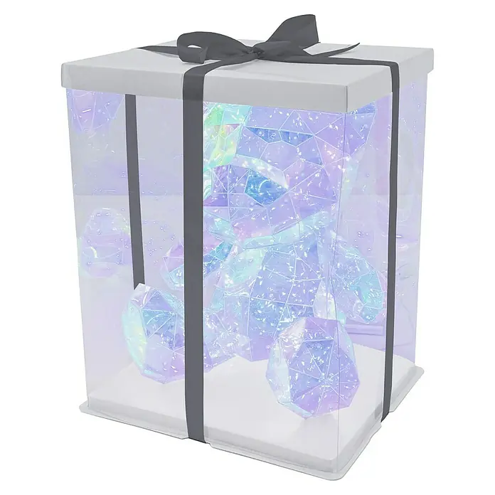 Tween Light LED-Dekoleuchte Benny - 6 W, Transparent/Irisierend, L x B x H: 28,5 x 32 x 40 cm, Benny - Funkelnder Kristallbär in transparenter Geschenkbox mit Schleife. Einzigartige Dekoration oder Geschenkidee für besondere Anlässe.
