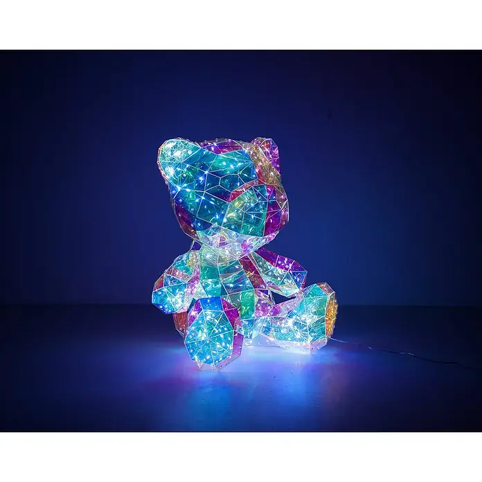 Tween Light LED-Dekoleuchte Benny - 6 W, Transparent/Irisierend, L x B x H: 28,5 x 32 x 40 cm, Benny - Leuchtender Deko-Teddybär: Bunt, facettenreich und mit warmweißen Lichtern für eine gemütliche Atmosphäre. Perfekt als Blickfang im Raum.