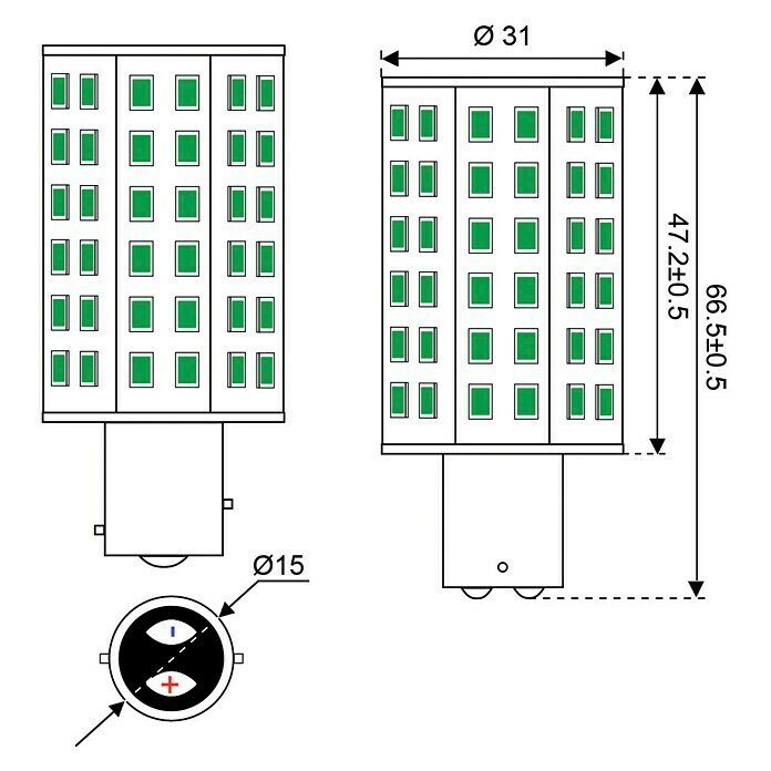 Talamex LED-Navigationsleuchtmittel für Boote (4,8 W, 10 V - 30 V, Lichtfarbe: Grün)