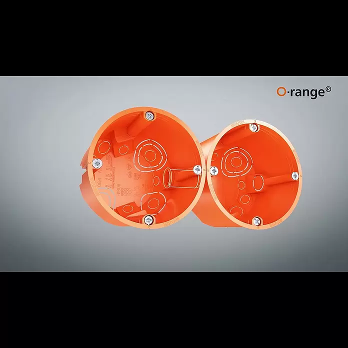 Kaiser Hohlwanddose 9062-02 - 71 x 47 mm, 2-fach, Orange, 1 Stk. - O-range - Die neue Hohlwanddose!