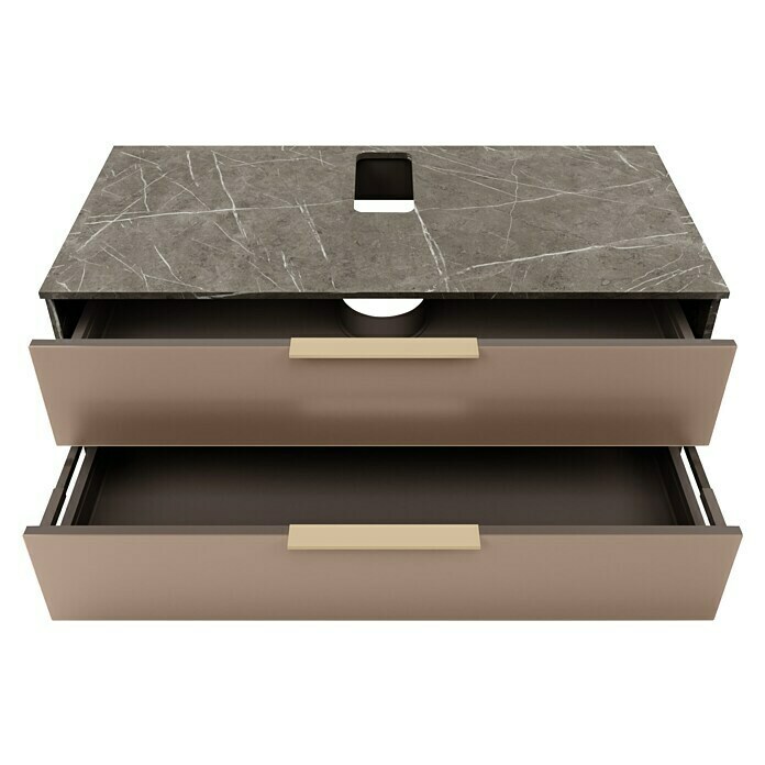 Camargue Marble Badmöbel-Set (120 cm, Grau Marmor/Goldbronze, 2 -tlg.) | BAUHAUS