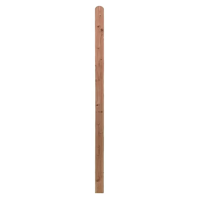 Joda Zaunpfosten Montreal - Länge: 210 cm, Douglasie - Langes, rötlich-braunes Holzbrett mit sichtbarer Maserung und mehreren Ästen.