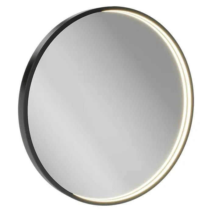 Camargue Lichtspiegel Alu - Durchmesser: 60 cm, Schwarz - Elegante runde Spiegelleuchte.