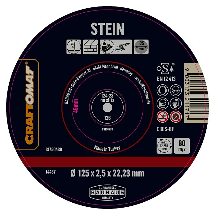 Craftomat Rezni disk C30S-BF  (Prikladno za: Kamen, Promjer rezne ploče: 125 mm, 10 Kom.) | BAUHAUS