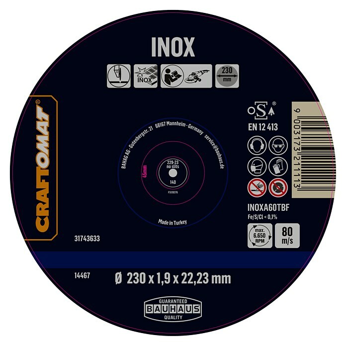 Craftomat Rezni disk INOXA60TBF  (Ø x D: 230 x 1,9 mm) | BAUHAUS