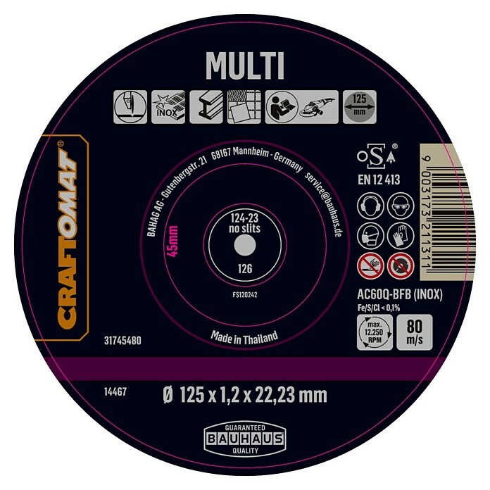 Craftomat Rezni disk AC60Q-BFB INOX  (Ø x D: 125 x 1,2 mm) | BAUHAUS