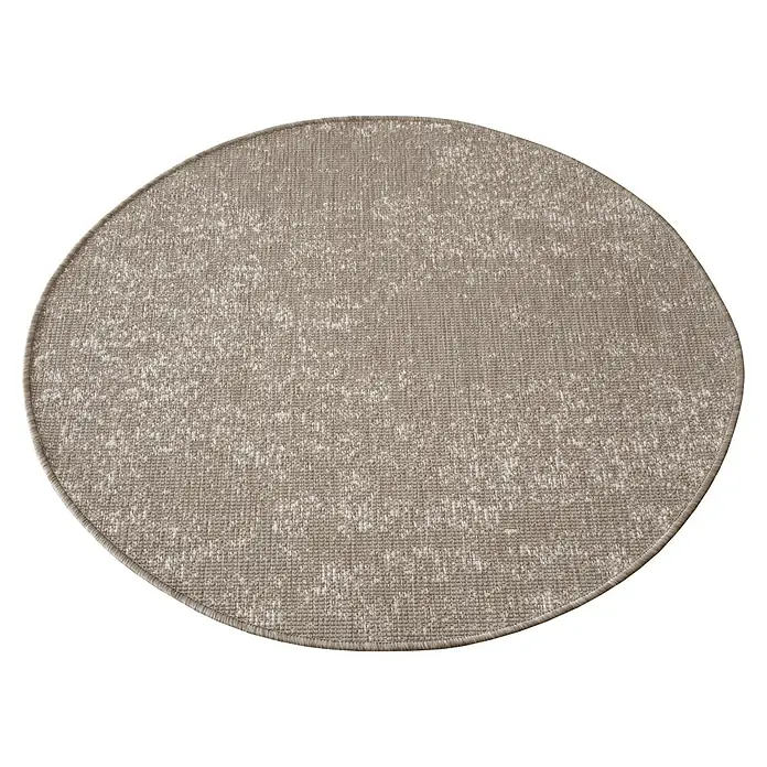 Alfombra exterior reversible Antique - Beige, Diámetro: 100 cm, Polipropileno - Alfombra redonda con un patrón irregular sutil, ideal como elemento decorativo para cualquier espacio habitable.