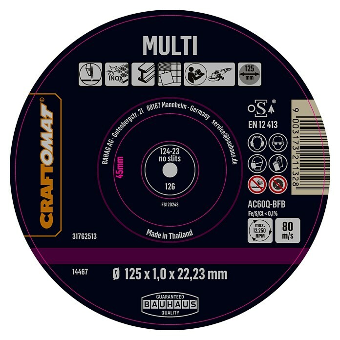 Craftomat Rezni disk AC60Q-BFB Multi  (Ø x D: 125 x 1 mm) | BAUHAUS