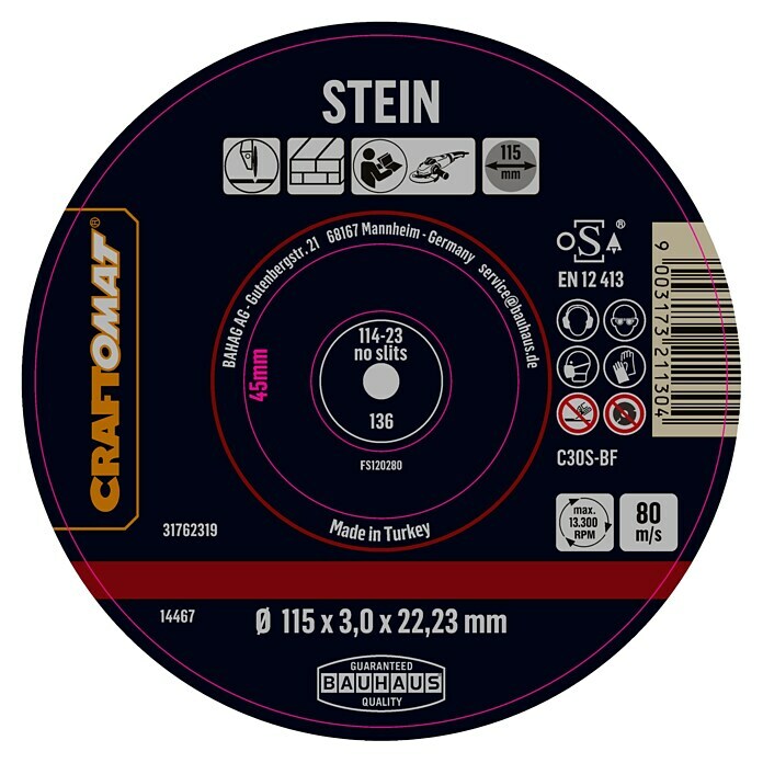 Craftomat Rezni disk C24R-BF  (Prikladno za: Kamen, Promjer rezne ploče: 115 mm, Debljina plohe: 3 mm) | BAUHAUS