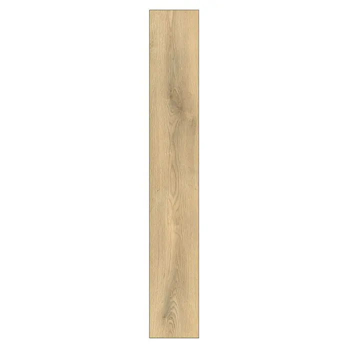 LOGOCLIC Laminat - Sierra Oak, Landhausdiele, 1.285 x 192 x 7 mm - Nahaufnahme eines Holzpaneels mit einer hellbraunen Farbe und deutlichen Maserungen, ideal für moderne Bodenbeläge.