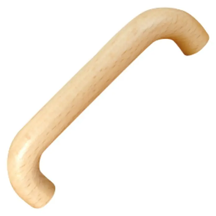 Nesu Tirador para muebles 411BB - L x An x Al: 11 x 1,4 x 3 cm, Madera, Lacado - Un tirador de armario de madera con una veta natural sobre un fondo negro, ideal para muebles.