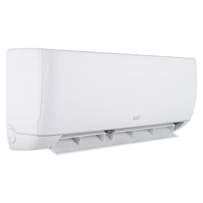 Baxi Aire acondicionado Inverter Anori + Instalación - 2.600 W, 2.600 W, 16 m², Blanco - Primer plano de un aire acondicionado BAXI blanco diseñado para proporcionar temperaturas confortables con un diseño moderno y elegante.