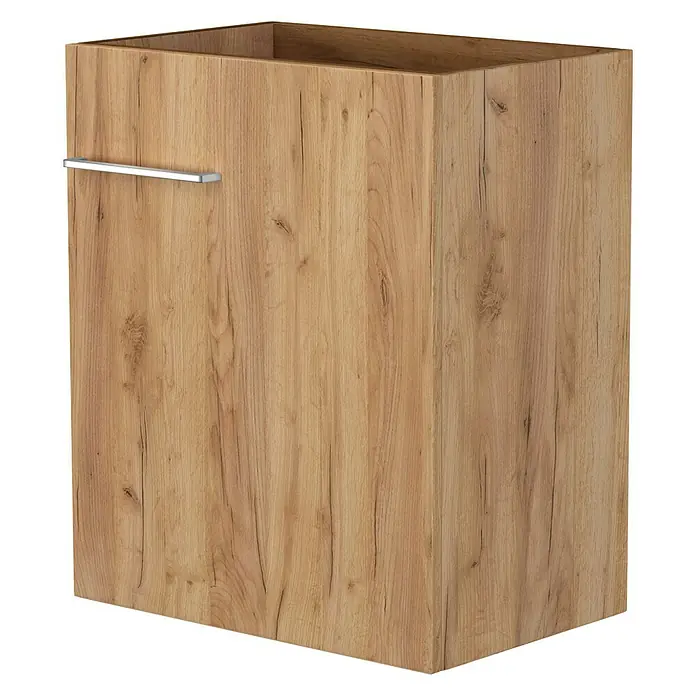 Camargue Espacio Waschtischunterschrank - 50 x 33 x 60 cm, Doce - Der moderne Waschtischunterschrank in Holzoptik mit silbernem Griff bietet stilvollen Stauraum im Badezimmer.