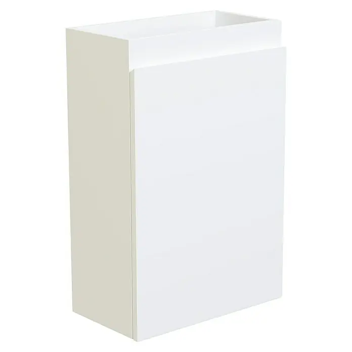 Camargue Espacio Waschtischunterschrank - 40 x 22 x 60 cm, Gama weiß matt - Aufnahme des weißen Waschbeckenunterschranks, der sich für die Aufbewahrung im Badezimmer eignet und eine minimalistische Ästhetik bietet.