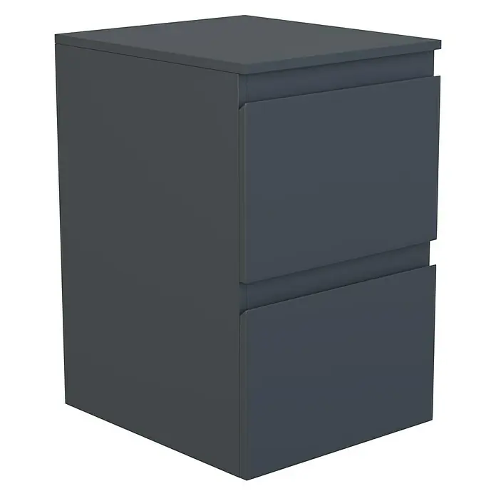 Camargue Espacio Unterschrank - 40 x 46 x 60 cm, Gama anthrazit matt - Ein grauer Nachtschrank mit zwei Schubladen. Ideal für das Schlafzimmer, bietet er Stauraum und eine moderne Optik.