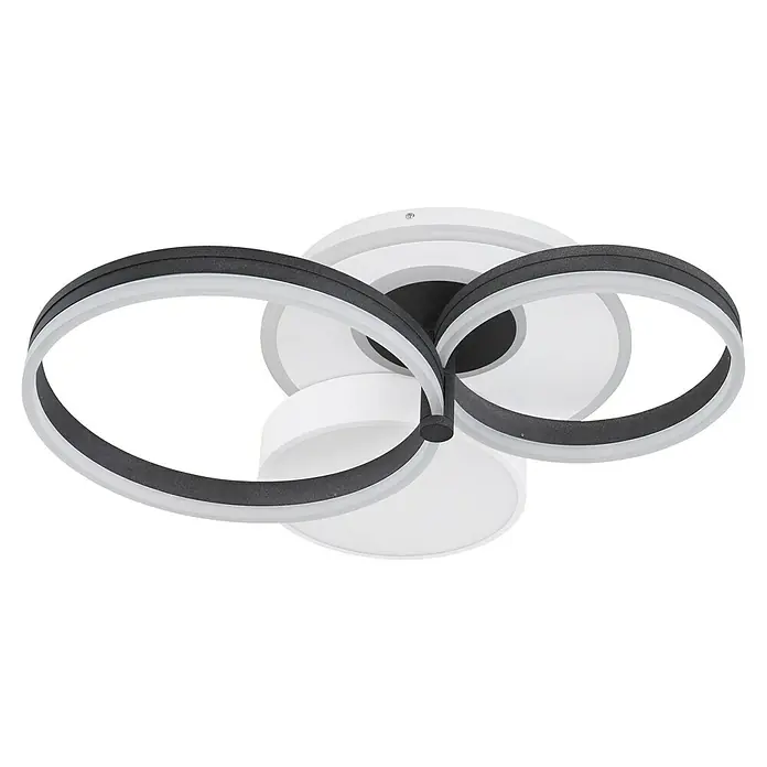 Globo LED-Deckenleuchte Jack - 48 W, Schwarz/Weiß, Warmweiß, L x B x H: 690 x 590 x 160 mm - Moderne Deckenleuchte mit geschwungenen Elementen in Schwarz und Weiß für eine stilvolle Beleuchtung im Raum.