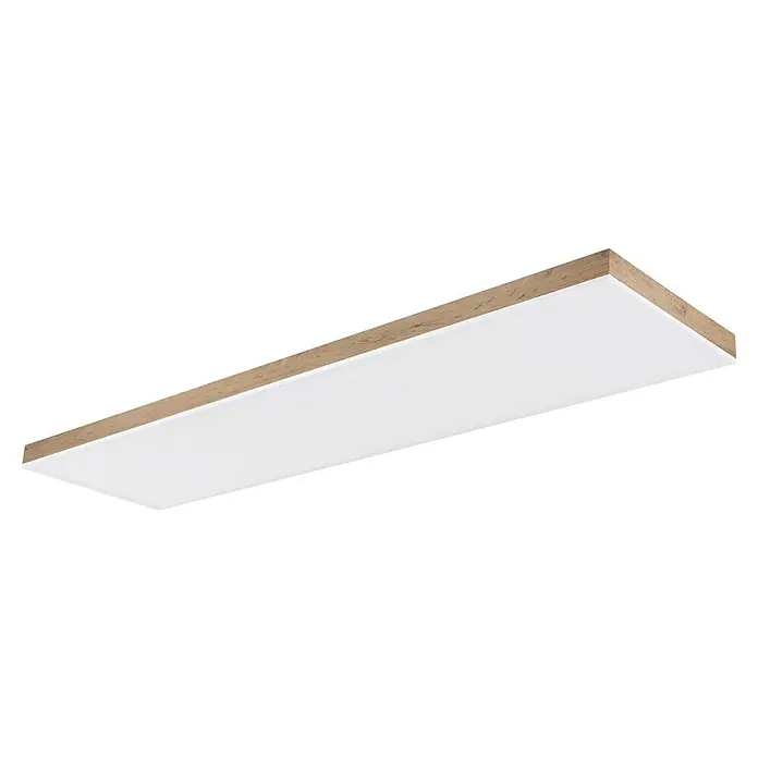 Globo LED-Deckenleuchte Doro - 36 W, L x B x H: 120 x 30 x 7,5 cm, Weiß, Holzoptik, Neutralweiß - Rechteckige LED-Deckenleuchte mit Holzrahmen und weißer Lichtfläche für moderne Innenräume.