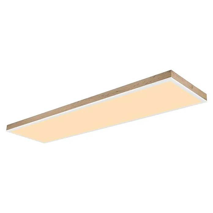 Globo LED-Deckenleuchte Doro - 36 W, L x B x H: 120 x 30 x 7,5 cm, Weiß, Holzoptik, Neutralweiß - Elegante LED-Deckenleuchte mit Holzrahmen. Helle und moderne Beleuchtung für jeden Raum.