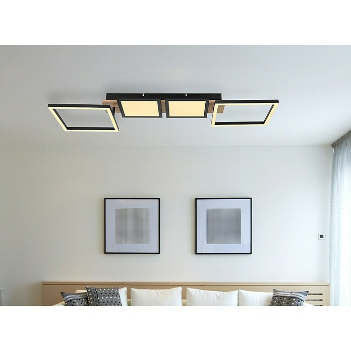 Globo LED stropna svjetiljka Bossy  (36 W, D x Š x V: 100 x 27 x 11 cm, Crna, smeđa, Topla bijela) | BAUHAUS
