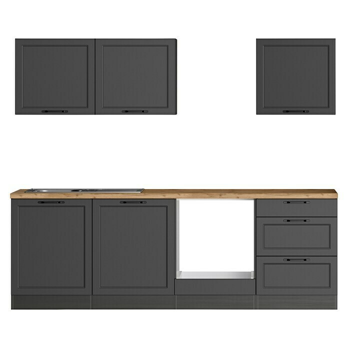 Held Möbel Küchenleerblock Padua (Breite: 240 cm, Grau, Ohne Elektrogeräte) | BAUHAUS