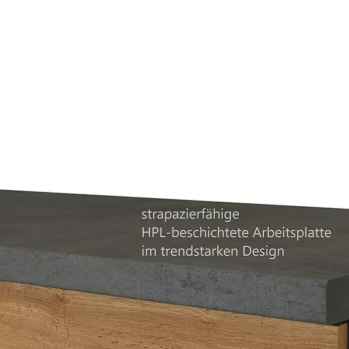 Held Möbel Winkelküche Barolo Typ 5 - B x T: 210 x 270 cm, Wotaneiche, Wotaneiche, Mit Elektrogeräten - Strapazierfähige HPL-Arbeitsplatte in trendigem Design, mit Betonoptik.