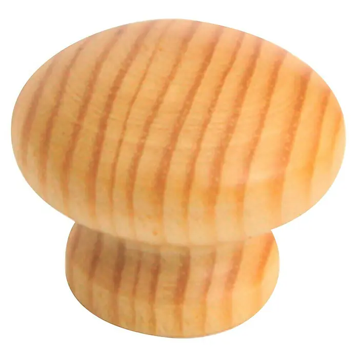 Nesu Pomo para muebles 402BH - Ø x Al: 35 x 29 mm, Madera - Primer plano de un tirador de madera para muebles con vetas, ideal para cajones y armarios.