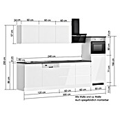 Held Möbel Küchenzeile Treviso Typ 1 (Breite: 300 cm, Weiß, Dekor Arbeitsplatte: Holzoptik, Cerankochfeld, Mit Elektrogeräten) | BAUHAUS