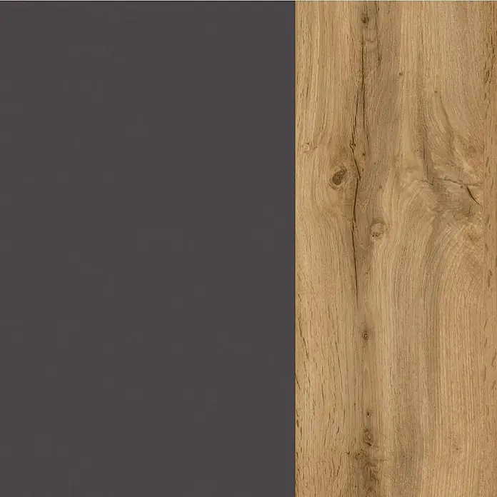 Held Möbel Küchenzeile Barolo Typ 8 - Breite: 360 cm, Anthrazit, Farbe Korpus: Wotaneiche, Mit Elektrogeräten - Nahaufnahme einer Holzvertäfelung mit grauer Oberfläche, die ein elegantes und modernes Designelement zeigt.