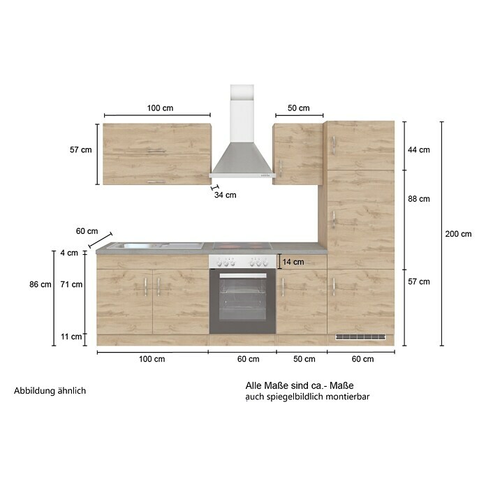 Held Möbel Küchenleerblock Barolo Typ 3 (Breite: 270 cm, Anthrazit, Farbe Korpus: Wotaneiche, Ohne Elektrogeräte) | BAUHAUS