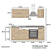 Held Möbel Küchenzeile Barolo Typ 2 (Breite: 210 cm, Wotaneiche, Farbe Korpus: Graphitgrau, Mit Elektrogeräten) | BAUHAUS