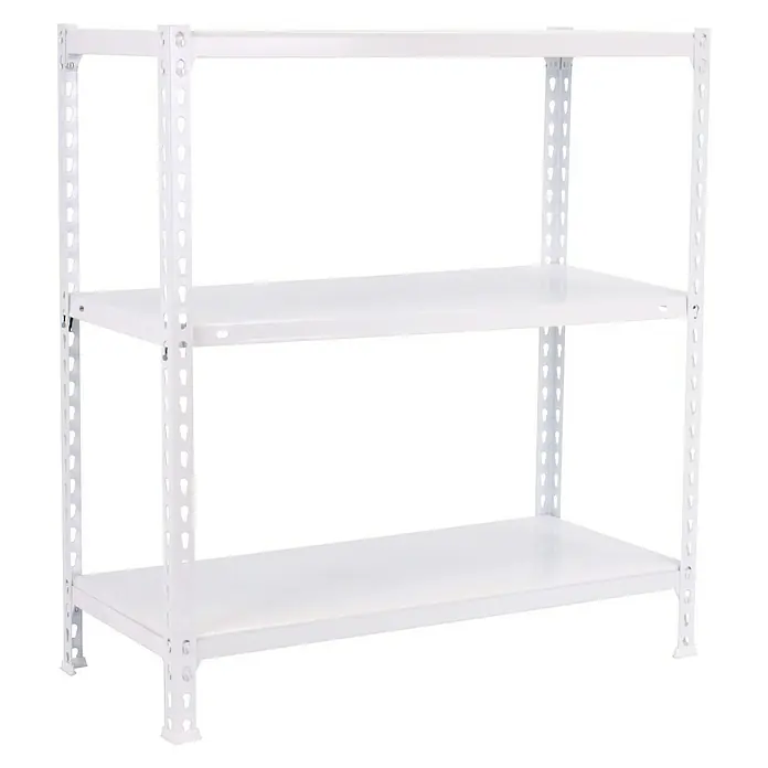 Simonrack Simonclick Estantería metálica Ecoclick Superplus - Al x An x Pr: 90 x 110 x 40 cm, Capacidad de carga por balda: 70 kg, Número de baldas: 3 ud., Inserción, Blanco - Una estantería metálica blanca con tres estantes, ideal para el almacenamiento y la organización. La estantería es robusta y versátil.