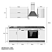 Held Möbel Küchenzeile Barolo Typ 2 (Breite: 210 cm, Anthrazit, Farbe Korpus: Wotaneiche, Mit Elektrogeräten) | BAUHAUS