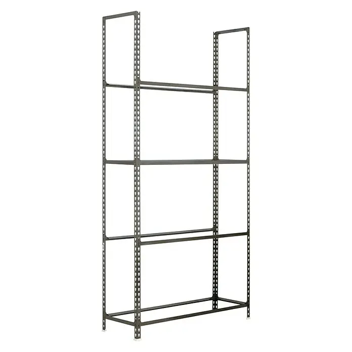 Simonrack Simonauto Reifenregal Autoclick - H x B x T: 200 x 120 x 30 cm, Anzahl Träger: 4 Stk., Stecken, Grau - Ein Regal mit vier Regalböden und einem stabilen Rahmen für Lager- und Aufbewahrungszwecke.