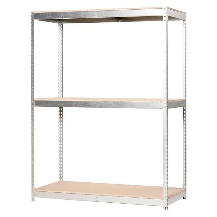 Simonrack Simonforte Schwerlastregal Simonforte Chipboard - H x B x T: 200 x 180 x 60 cm, Traglast pro Boden: 600 kg, Anzahl Böden: 3 Stk., Stecken, Silber - Dreistufiges Metallregal mit Holzregalböden für Lagerung und Organisation im Haushalt oder Keller.