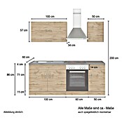 Held Möbel Küchenleerblock (Breite: 210 cm, Wotaneiche, Farbe Korpus: Wotaneiche, Ohne Elektrogeräte) | BAUHAUS