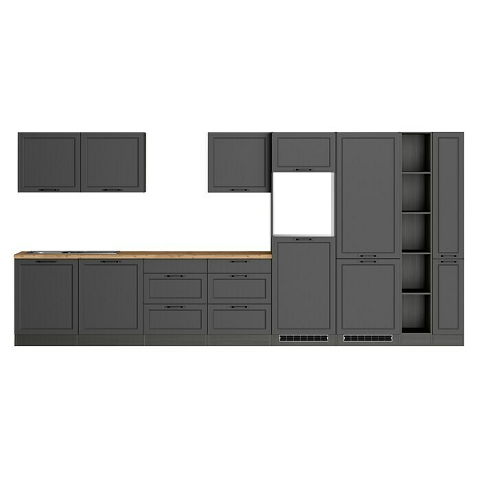 Held Möbel Küchenleerblock Padua (Breite: 420 cm, Farbe Front: Grau, Ohne Elektrogeräte, Für Einbaukühlschrank) | BAUHAUS