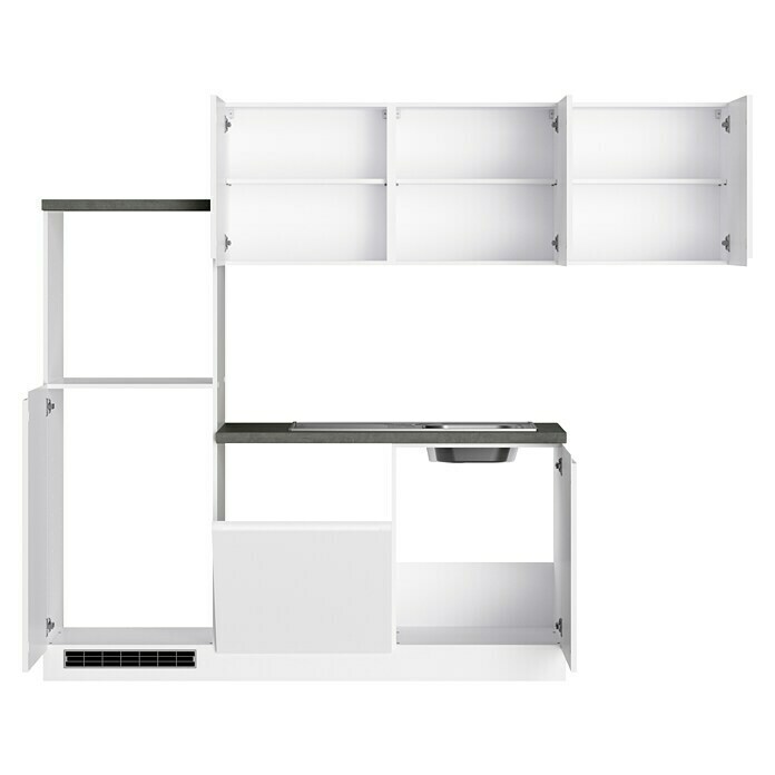 Held Möbel Küchenleerblock Treviso (L x B: 240 x 240 cm, Weiß, Dekor Arbeitsplatte: Betonoptik, Ohne Elektrogeräte, Für Einbaukühlschrank) | BAUHAUS