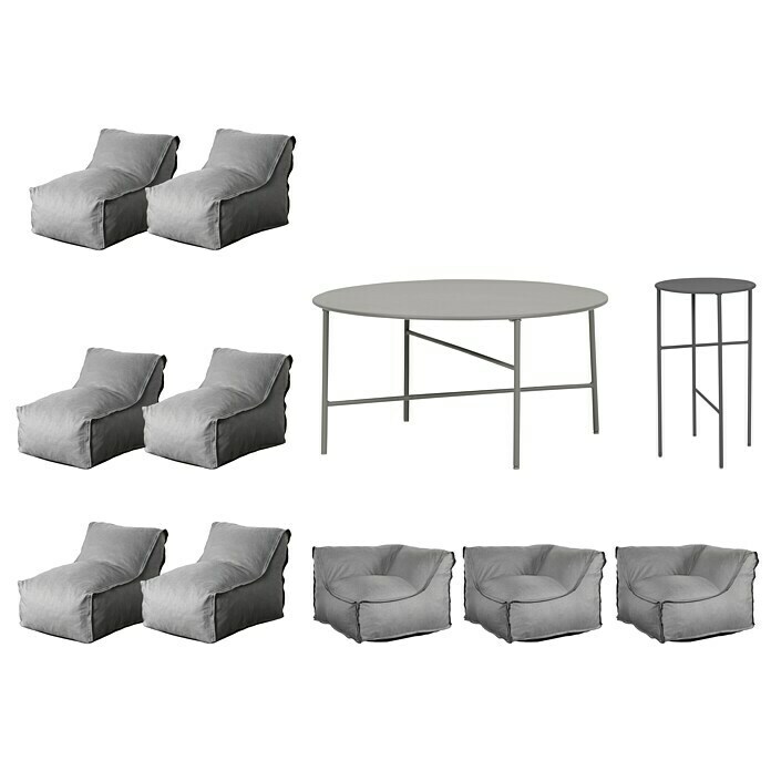 Loungemöbel-Set modular mit Beistelltisch Envy (11 -tlg., Grau/Schwarz, 3 Ecken; 6 Mitten; 2 Tische) | BAUHAUS