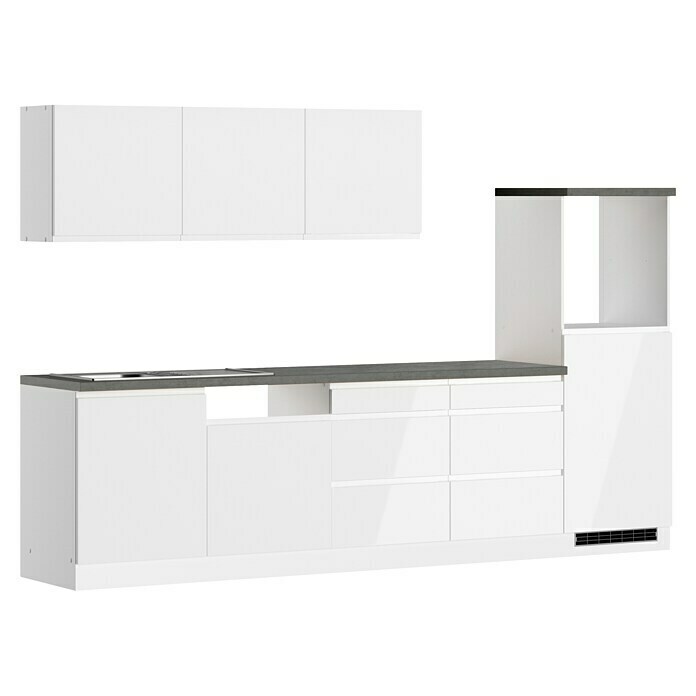 Held Möbel Küchenleerblock Treviso Typ 1 (Breite: 300 cm, Weiß, Dekor Arbeitsplatte: Betonoptik, Ohne Elektrogeräte, Für Side-by-Side Kühlschrank) | BAUHAUS