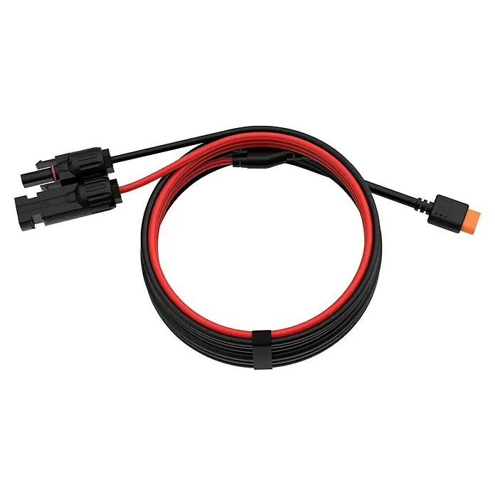 EcoFlow Solarkabel XT60I-Stecker & MC4-Solarstecker - 0% MwSt. (gem. § 12 Abs. 3 UStG) - 3,5 m, 4 mm² - Ein gerolltes Solarkabel mit roten und schwarzen Adern und Anschlüssen an beiden Enden. Es ist für Solaranlagen geeignet.
