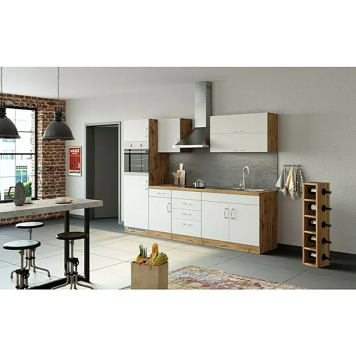 Held Möbel Küchenleerblock Barolo Typ 5 - Breite: 270 cm, Weiß, Ohne Elektrogeräte - Küchenaufnahme mit modernen Möbeln und Geräten, hellen Farben und Holzakzenten. Perfekt für kulinarische Erlebnisse in stilvollem Ambiente.